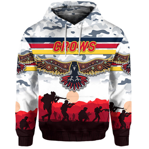 Adelaide Crows ANZAC Zip Up And Pullover Hoodie Simple Style - White LT8