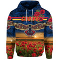 Adelaide Crows ANZAC Zip Up And Pullover Hoodie Poppy Vibes - Navy Blue LT8