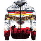 Adelaide Crows ANZAC Zip Up And Pullover Hoodie Simple Style - White LT8