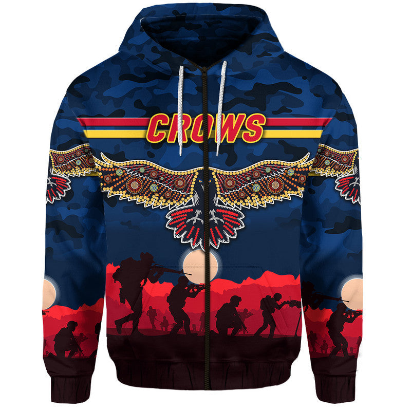 Adelaide Crows ANZAC Zip Up And Pullover Hoodie Simple Style - Navy Blue LT8