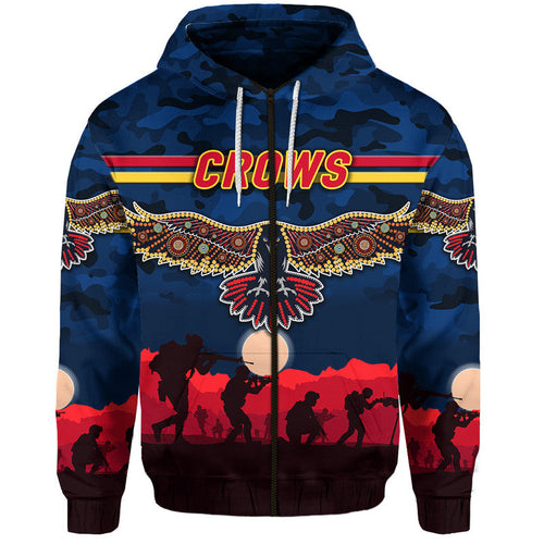 Adelaide Crows ANZAC Zip Up And Pullover Hoodie Simple Style - Navy Blue LT8