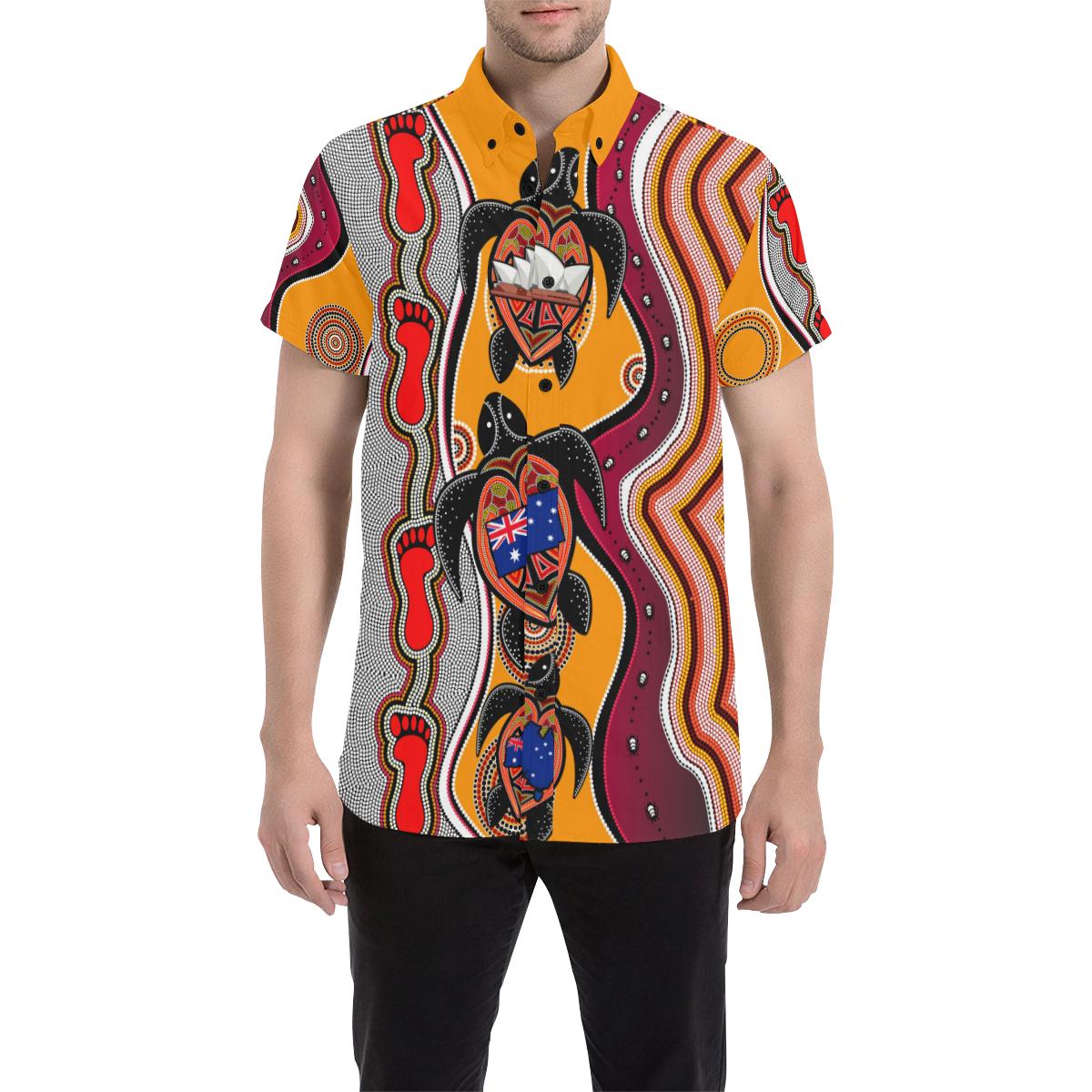 aboriginal-short-sleeve-shirt-turtle-australia-flag-footprint-sydney-opera