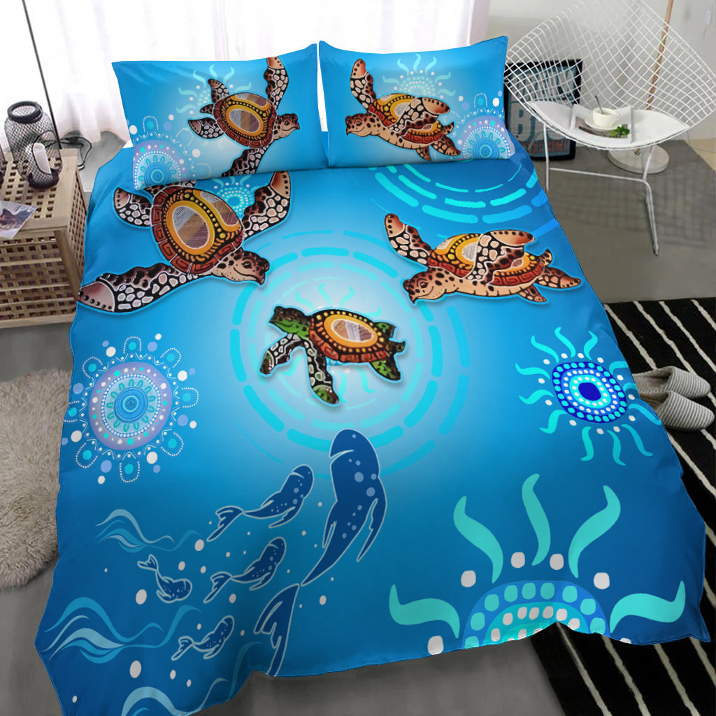 australian-aboriginal-bedding-set-happy-turtle-family-version-blue