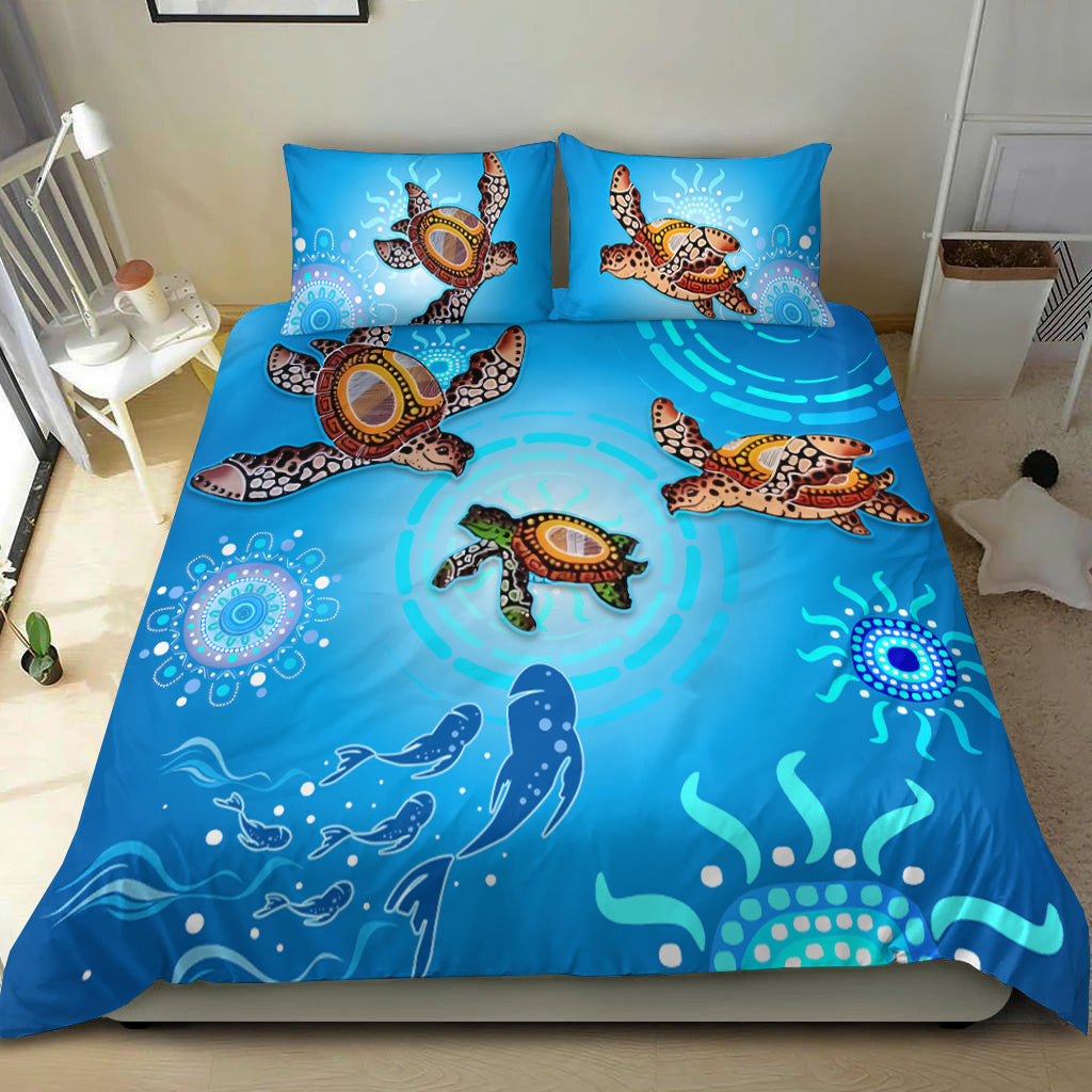 australian-aboriginal-bedding-set-happy-turtle-family-version-blue