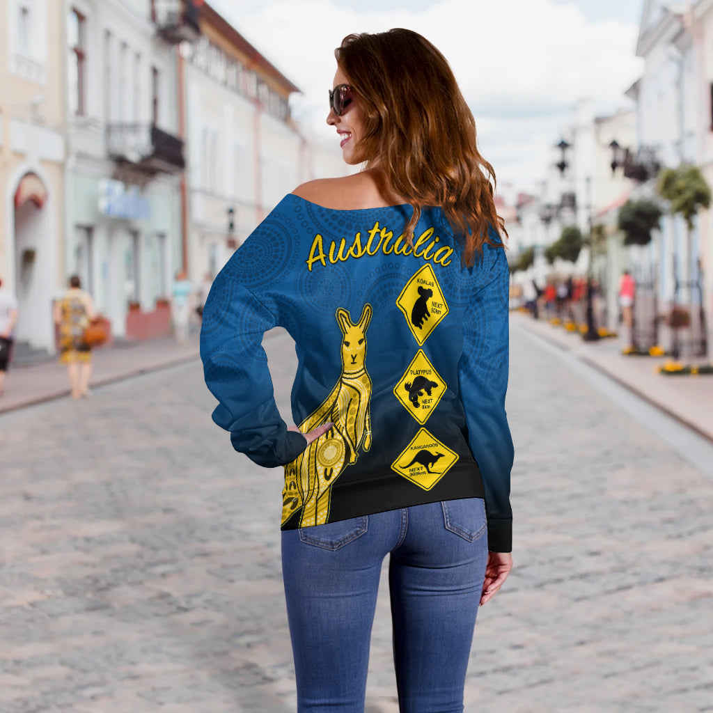 custom-personalised-australia-kangaroo-off-shoulder-sweater-road-signs-aussie-aboriginal