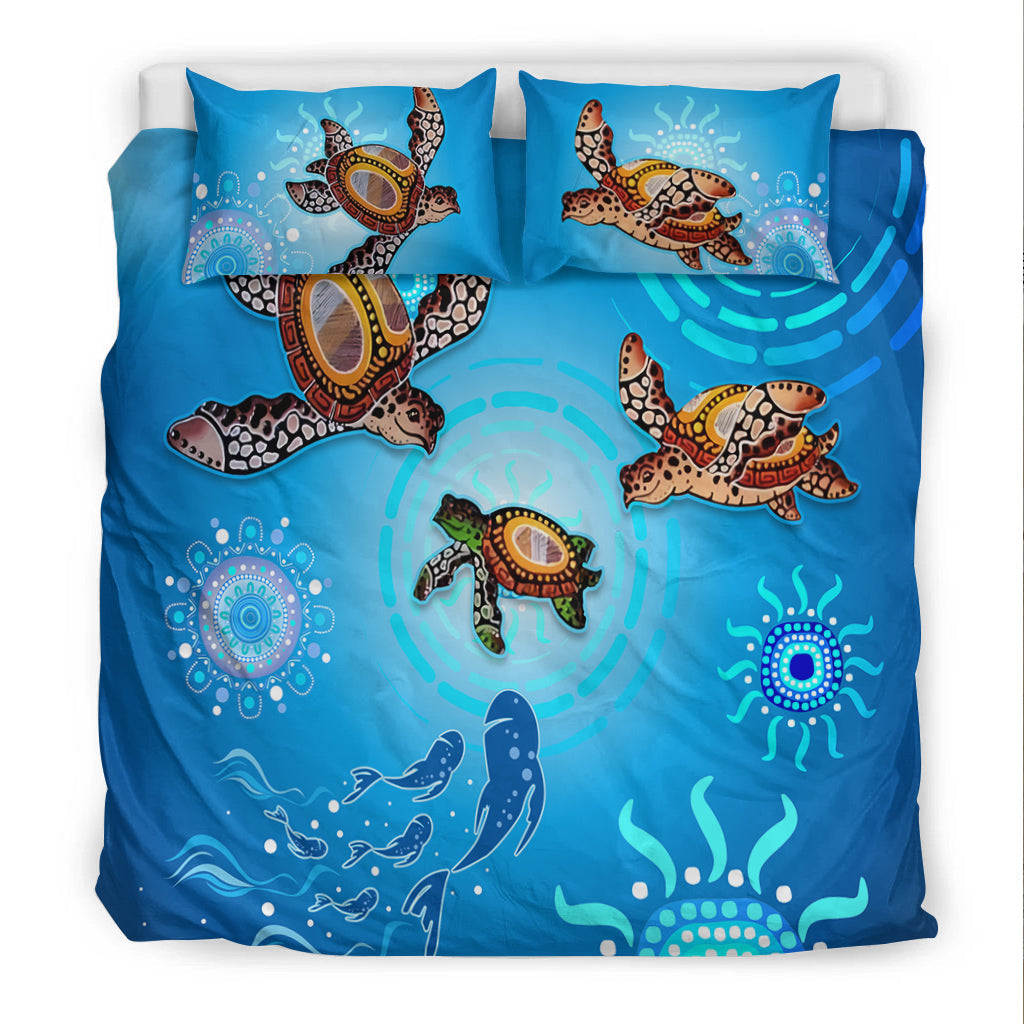 australian-aboriginal-bedding-set-happy-turtle-family-version-blue