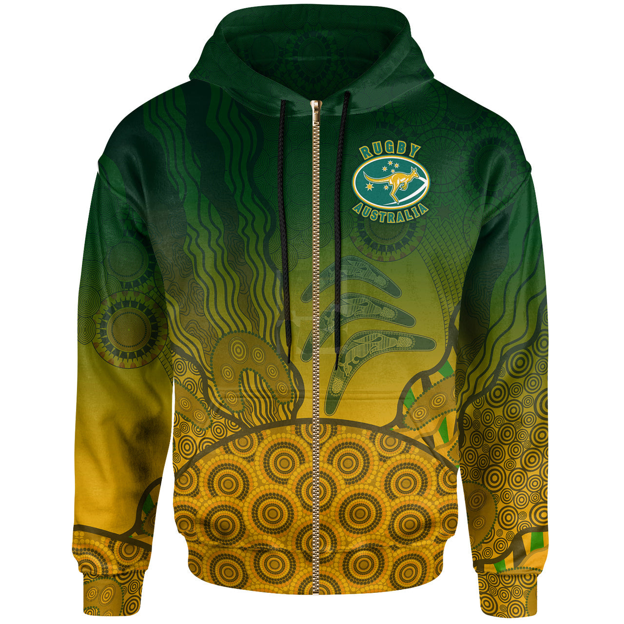 Wallabies Rugby Hoodie - Aboriginal Australian Hoodie RLT13