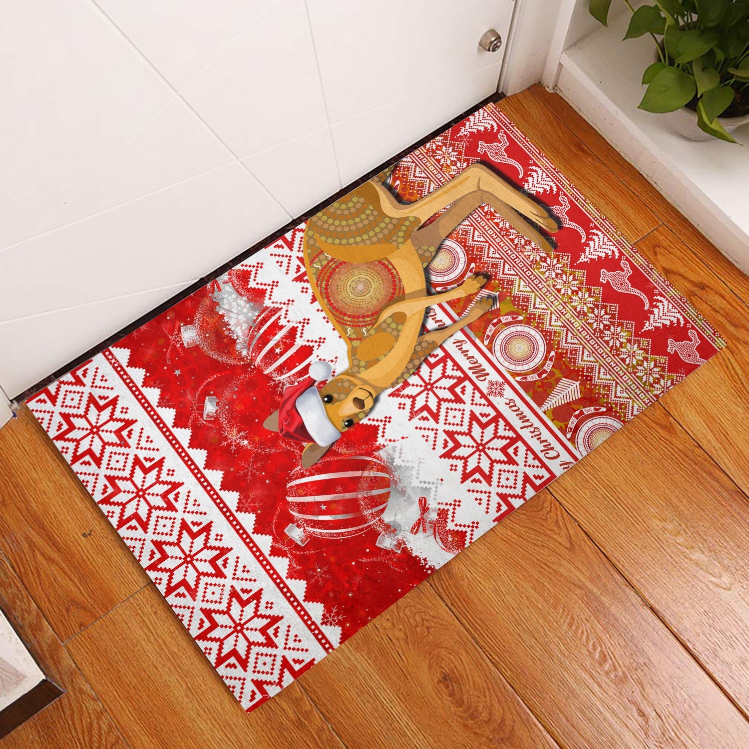 australia-door-mat-kangaroo-aboriginal-painting-merry-christmas