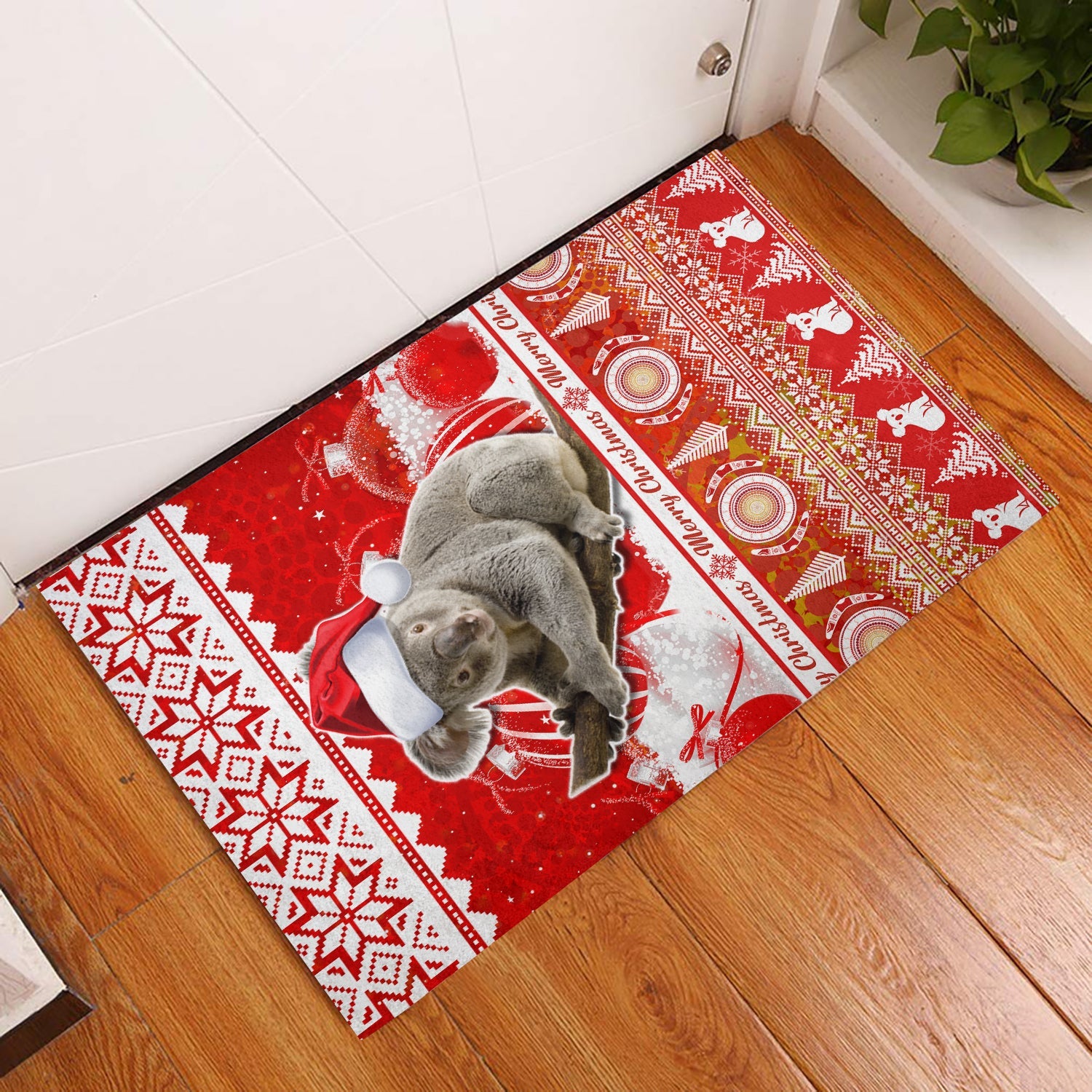 australia-door-mat-koala-aboriginal-painting-merry-christmas