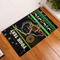 custom-personalised-panthers-christmas-door-mat-aboriginal-pattern-penrith-black-version