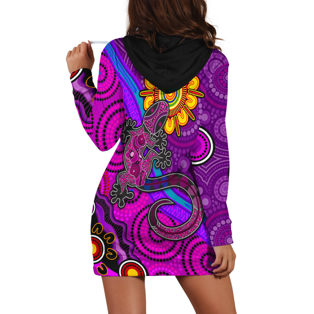 australia-lizard-and-sun-hoodie-dress-aboriginal-art-purple