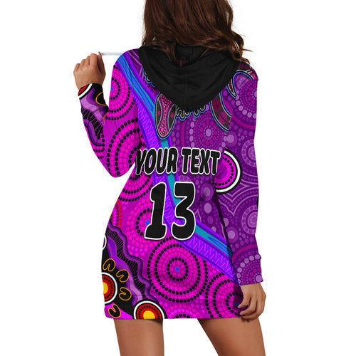 custom-text-and-number-australia-lizard-and-sun-hoodie-dress-aboriginal-art-purple