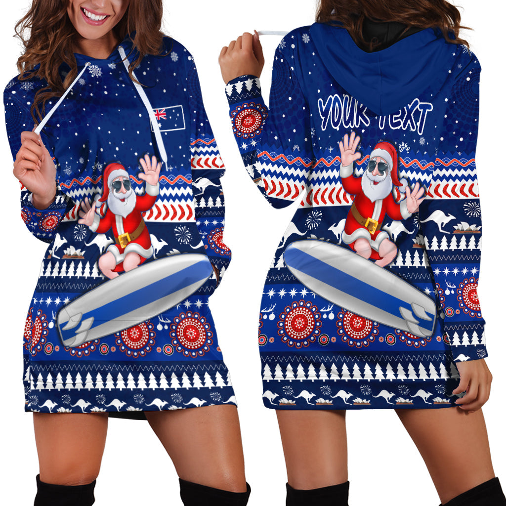 custom-personalised-australia-christmas-hoodie-dress-aussie-aboriginal-santa-claus-is-surfing-with-kangaroo
