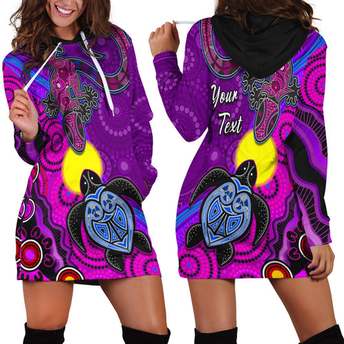 custom-personalised-australia-lizard-and-turtle-hoodie-dress-aboriginal-art-beautiful-life