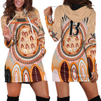 custom-text-and-number-aboriginal-stand-up-hoodie-dress-circle-dot-with-lizard-version-peachpuff