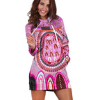 custom-text-and-number-aboriginal-stand-up-hoodie-dress-circle-dot-with-lizard-version-pink