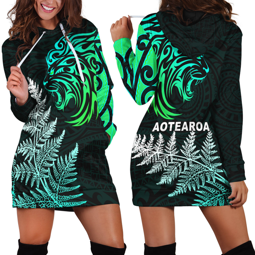 lion-maori-hoodie-dress-aotearoa-mix-silver-fern-version-blue