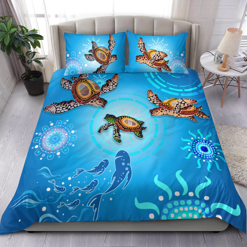 australian-aboriginal-bedding-set-happy-turtle-family-version-blue