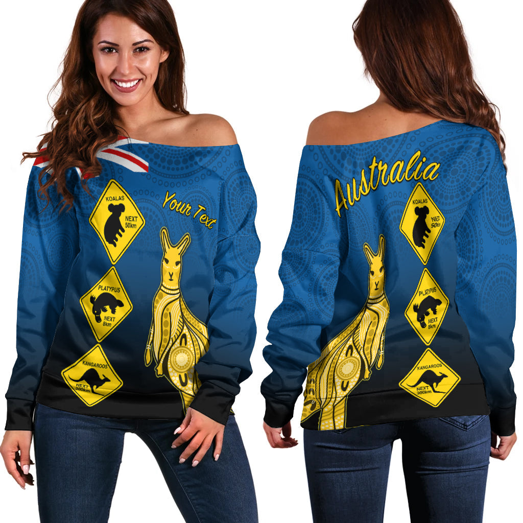 custom-personalised-australia-kangaroo-off-shoulder-sweater-road-signs-aussie-aboriginal