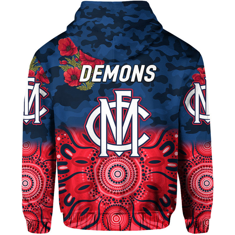 Melbourne Demons ANZAC Zip Up And Pullover Hoodie Indigenous Vibes LT8