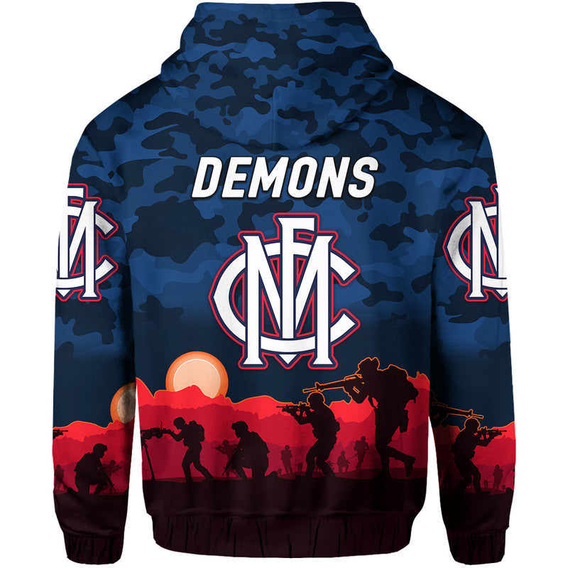 Melbourne Demons ANZAC Zip Up And Pullover Hoodie Simple Style LT8