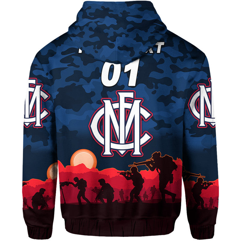 (Custom Personalised) Melbourne Demons ANZAC Zip Up And Pullover Hoodie Simple Style LT8