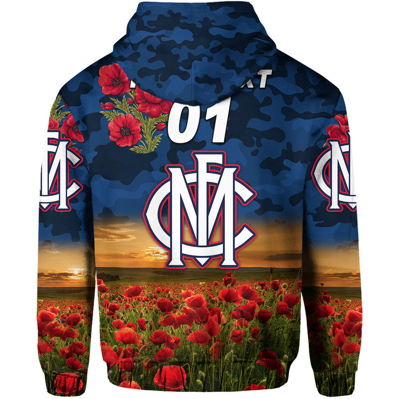 (Custom Personalised) Melbourne Demons ANZAC Zip Up And Pullover Hoodie Poppy Vibes LT8
