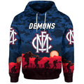 (Custom Personalised) Melbourne Demons ANZAC Zip Up And Pullover Hoodie Simple Style LT8