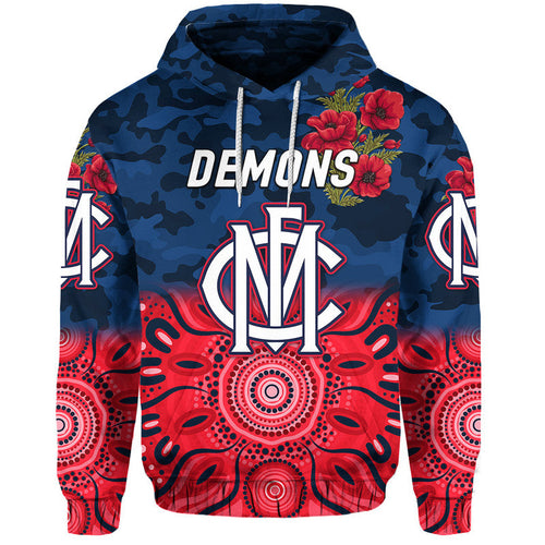 Melbourne Demons ANZAC Zip Up And Pullover Hoodie Indigenous Vibes LT8