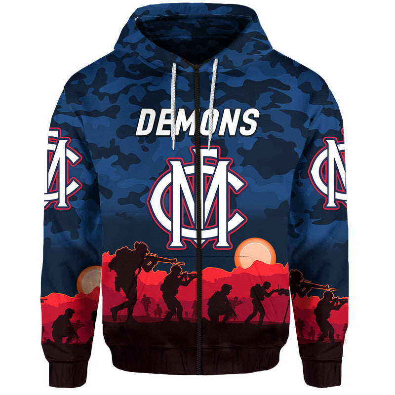 Melbourne Demons ANZAC Zip Up And Pullover Hoodie Simple Style LT8
