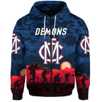 (Custom Personalised) Melbourne Demons ANZAC Zip Up And Pullover Hoodie Simple Style LT8