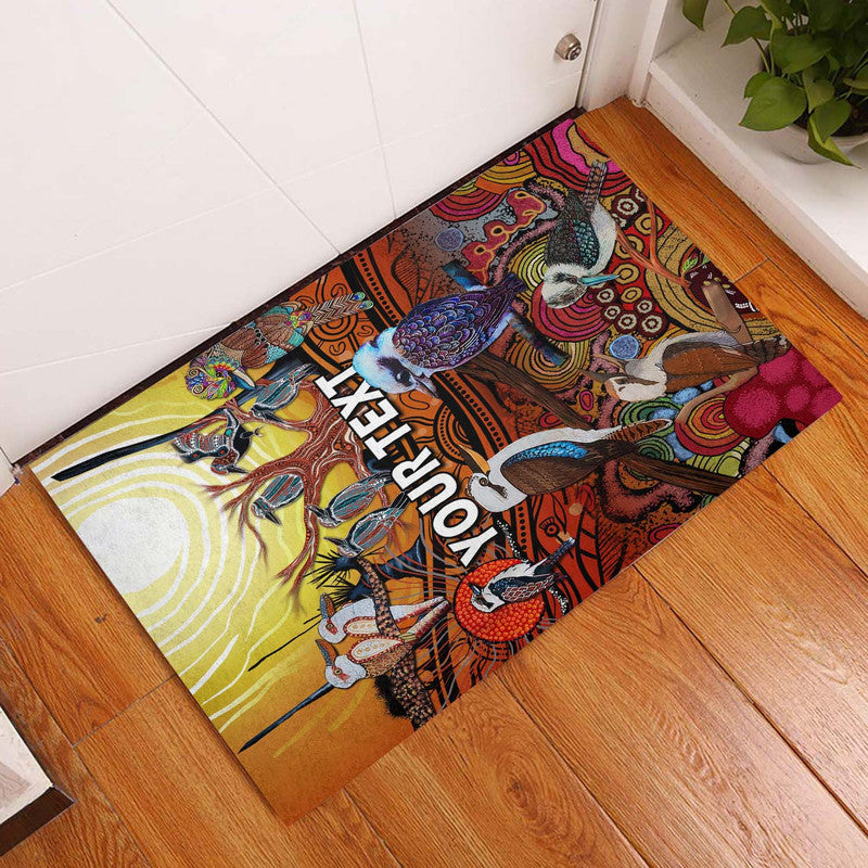 custom-personalised-australia-kookaburra-dreaming-aboriginal-arty-style-door-mat