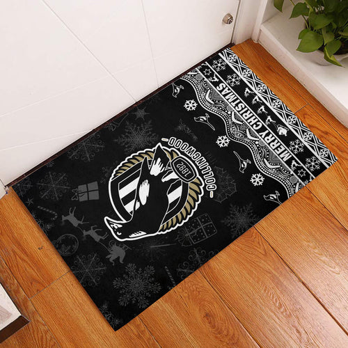 collingwood-pies-unique-winter-season-door-mat-magpies-merry-christmas-no2