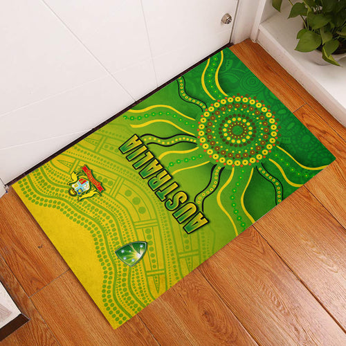 (Custom Personalised) Cricket Australia Indigenous Aboriginal Door Mats Boomerang Dot Painting Style LT9