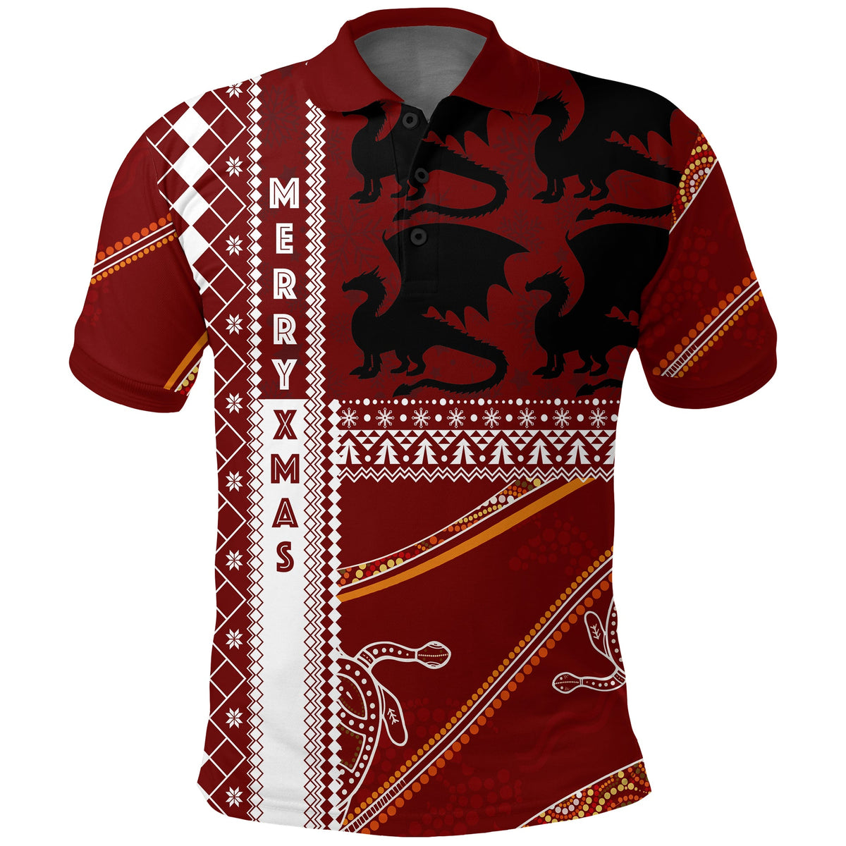 illawarra-dragons-aboriginal-christmas-with-geometrical-pattern-polo-shirt