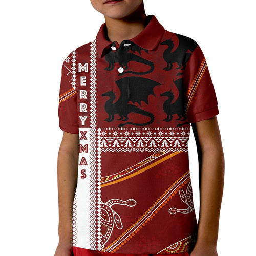 illawarra-dragons-aboriginal-christmas-with-geometrical-pattern-kid-polo-shirt