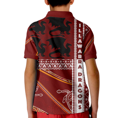illawarra-dragons-aboriginal-christmas-with-geometrical-pattern-kid-polo-shirt