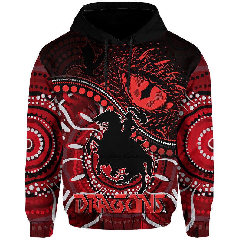 St. George Illawarra Dragons Zip Up And Pullover Hoodie Dragons Aboriginal Dreamtime Style LT9
