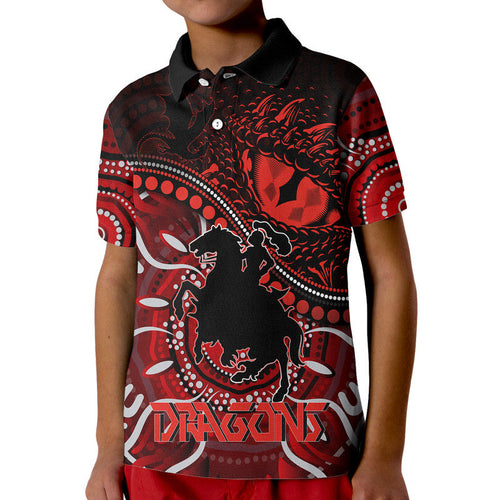 St. George Illawarra Dragons Polo Shirt Dragons Aboriginal Dreamtime Style LT9