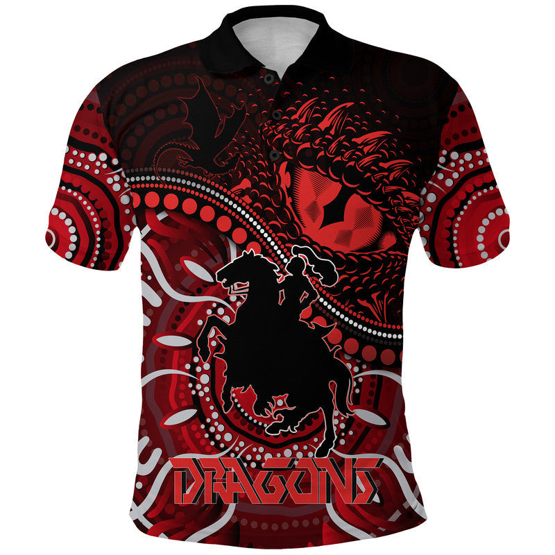 St. George Illawarra Dragons Polo Shirt Dragons Aboriginal Dreamtime Style LT9