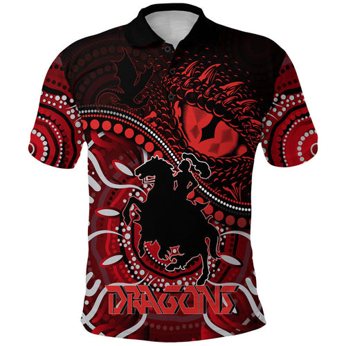 St. George Illawarra Dragons Polo Shirt Dragons Aboriginal Dreamtime Style LT9