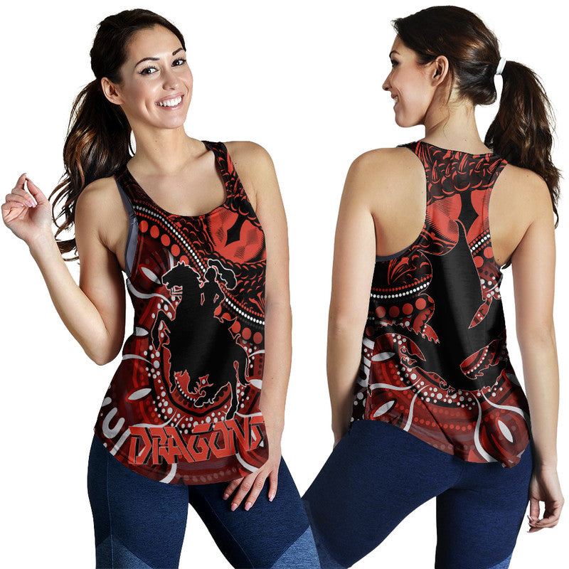 St. George Illawarra Dragons Women Racerback Tank Dragons Aboriginal Dreamtime Style LT9