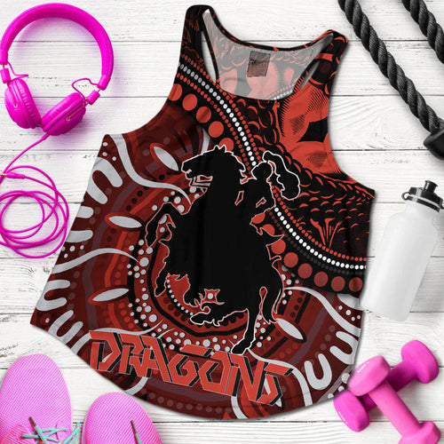 St. George Illawarra Dragons Women Racerback Tank Dragons Aboriginal Dreamtime Style LT9