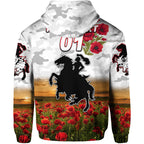 (Custom Personalised) St. George Illawarra Dragons ANZAC 2022 Zip Up And Pullover Hoodie Poppy Flowers Vibes - White LT8