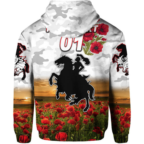 (Custom Personalised) St. George Illawarra Dragons ANZAC 2022 Zip Up And Pullover Hoodie Poppy Flowers Vibes - White LT8