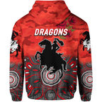 St. George Illawarra Dragons ANZAC 2022 Zip Up And Pullover Hoodie Indigenous Vibes - Red LT8