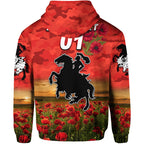 (Custom Personalised) St. George Illawarra Dragons ANZAC 2022 Zip Up And Pullover Hoodie Poppy Flowers Vibes - Red LT8