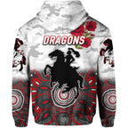 St. George Illawarra Dragons ANZAC 2022 Zip Up And Pullover Hoodie Indigenous Vibes - White LT8