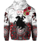 (Custom Personalised) St. George Illawarra Dragons ANZAC 2022 Zip Up And Pullover Hoodie Indigenous Vibes - White LT8