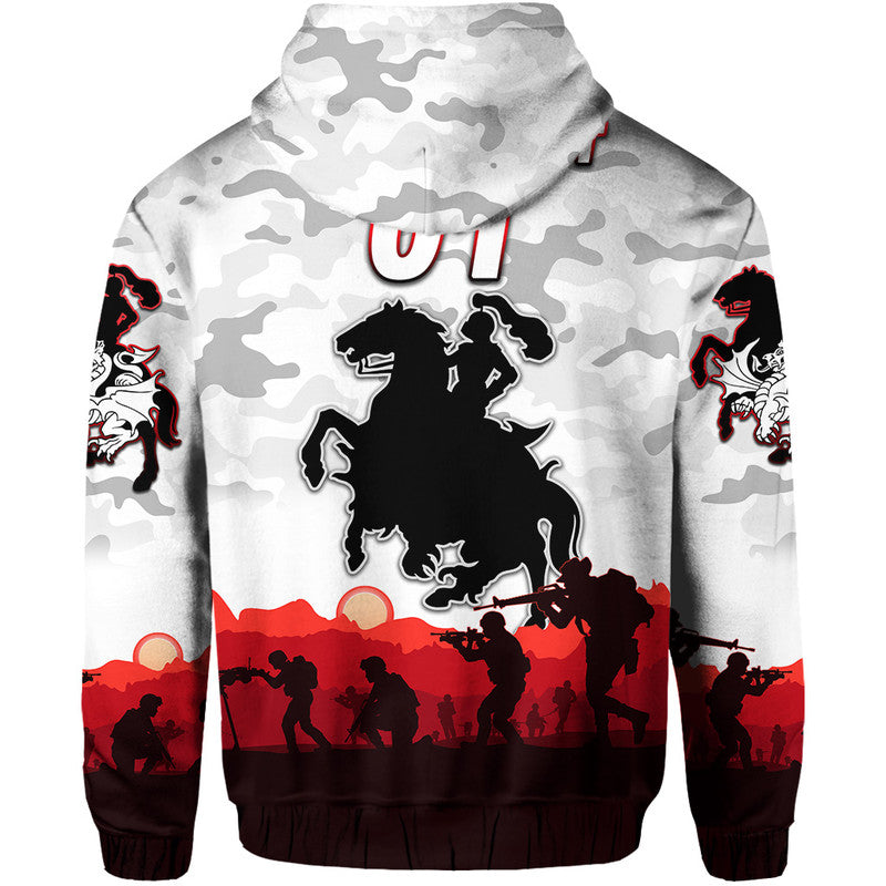 (Custom Personalised) St. George Illawarra Dragons ANZAC 2022 Zip Up And Pullover Hoodie Simple Style - White LT8
